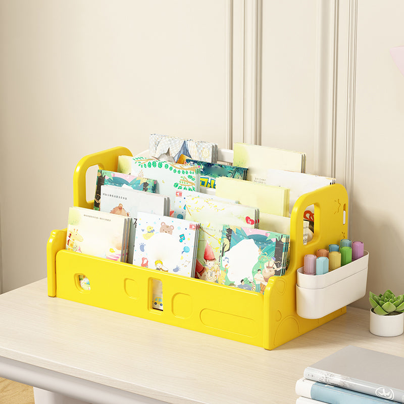Contemporary Plastic Book Display Tabletop Closed Back Storage Bookcase