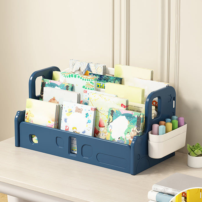 Contemporary Plastic Book Display Tabletop Closed Back Storage Bookcase