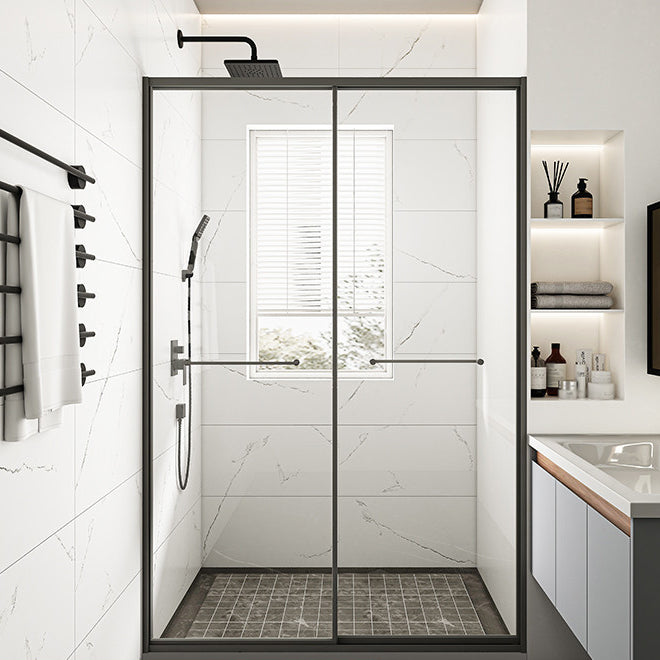 Framed Double Sliding Shower Bath Door Transparent Scratch Resistant Shower Bath Door