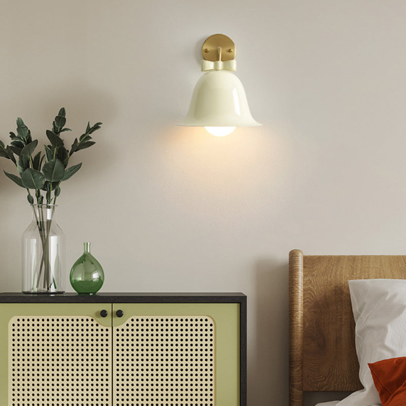 Modern Metal Wall Sconce Bell Shape Wall Light with Glass Shade for Bedroom