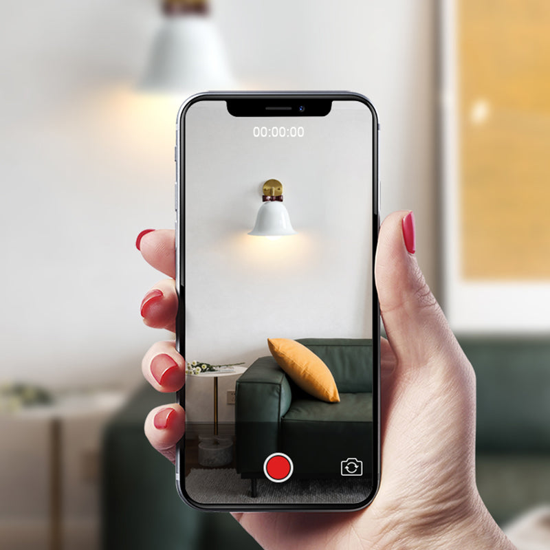 Modern Metal Wall Sconce Bell Shape Wall Light with Glass Shade for Bedroom