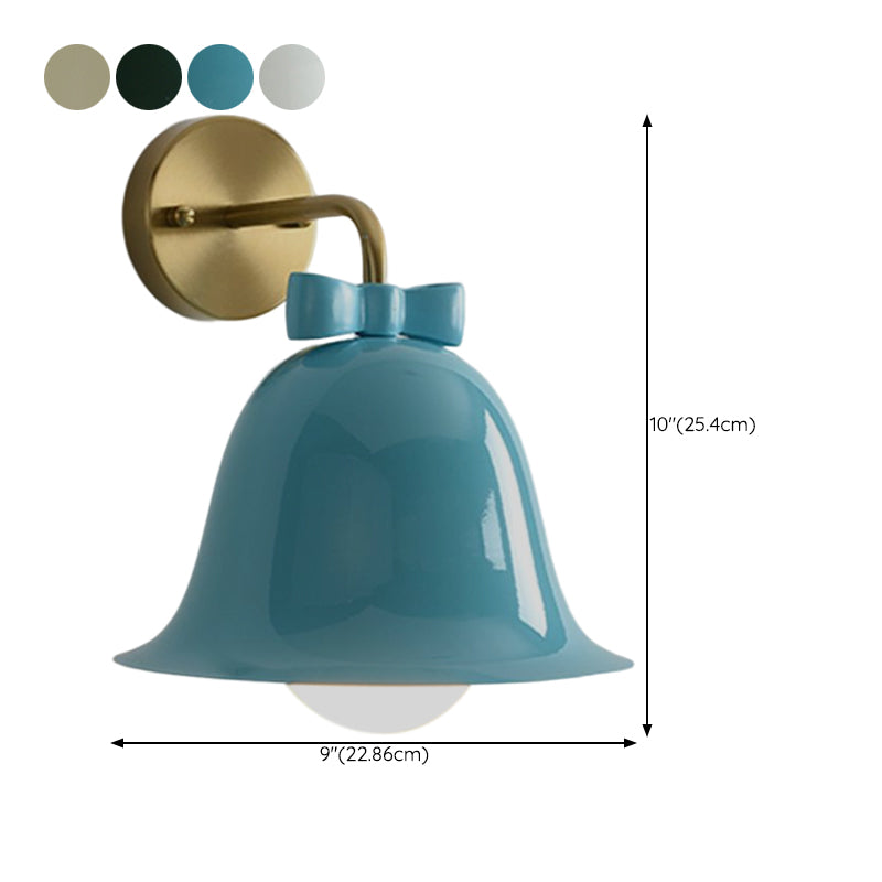 Modern Metal Wall Sconce Bell Shape Wall Light with Glass Shade for Bedroom