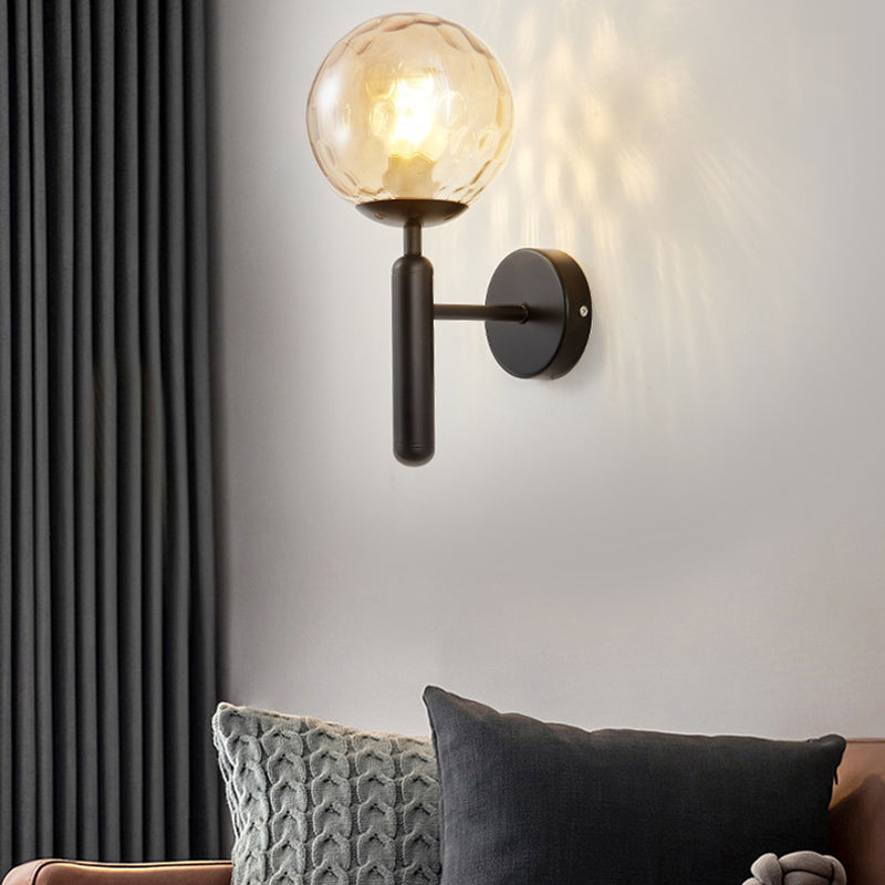 Modern Metal Wall Sconce Ball Shape Vanity Light with Glass Shade for Bathroom