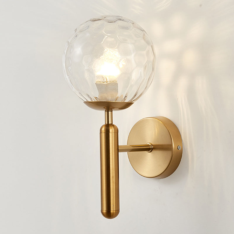 Modern Metal Wall Sconce Ball Shape Vanity Light with Glass Shade for Bathroom
