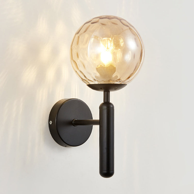 Modern Metal Wall Sconce Ball Shape Vanity Light with Glass Shade for Bathroom