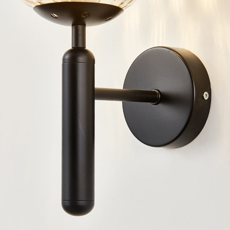 Modern Metal Wall Sconce Ball Shape Vanity Light with Glass Shade for Bathroom
