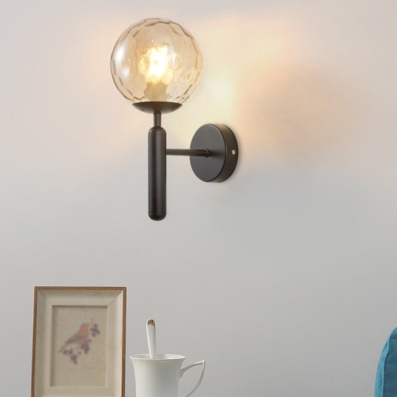 Modern Metal Wall Sconce Ball Shape Vanity Light with Glass Shade for Bathroom