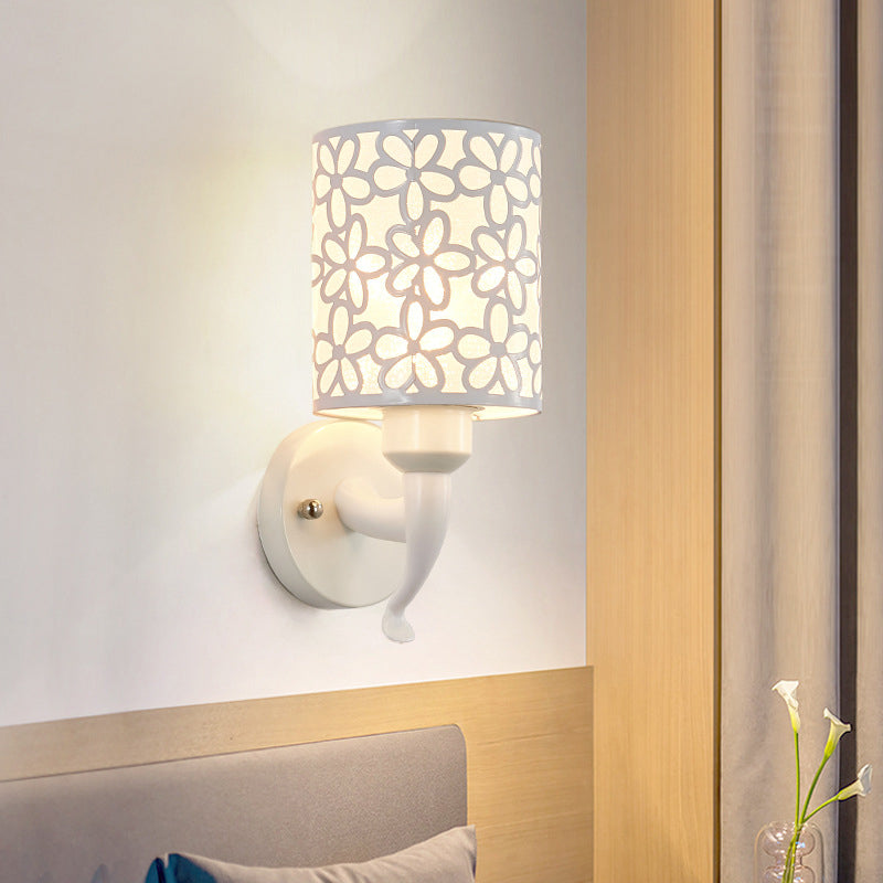 Modern Metal Wall Sconce Cylinder Shape Vanity Lamp with Plastic Shade for Bathroom