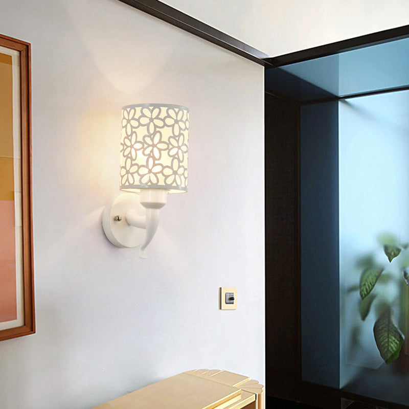Modern Metal Wall Sconce Cylinder Shape Vanity Lamp with Plastic Shade for Bathroom