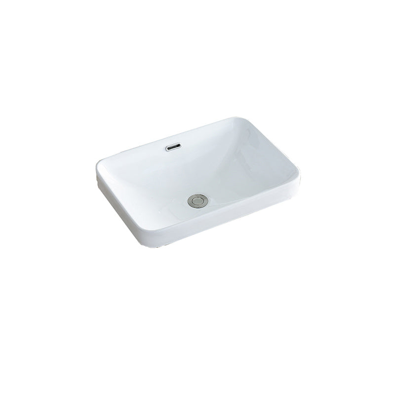Traditional Drop-in Bathroom Sink Oval Porcelain with Faucet Basin Sink