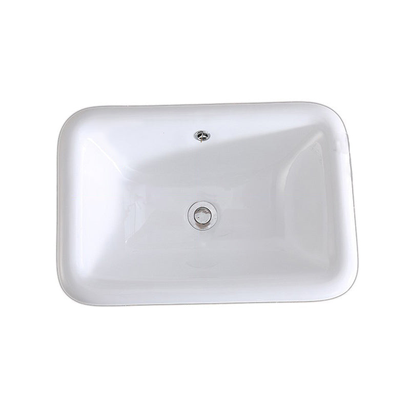 Traditional Drop-in Bathroom Sink Oval Porcelain with Faucet Basin Sink