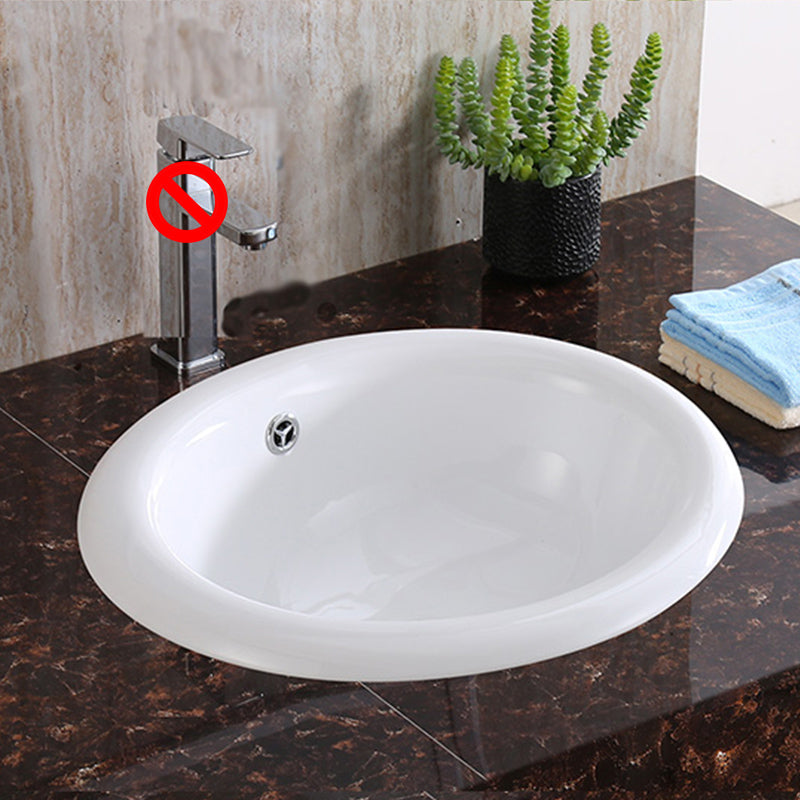 Traditional Drop-in Bathroom Sink Oval Porcelain with Faucet Basin Sink