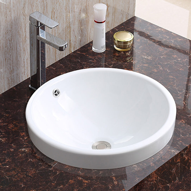 Traditional Drop-in Bathroom Sink Oval Porcelain with Faucet Basin Sink