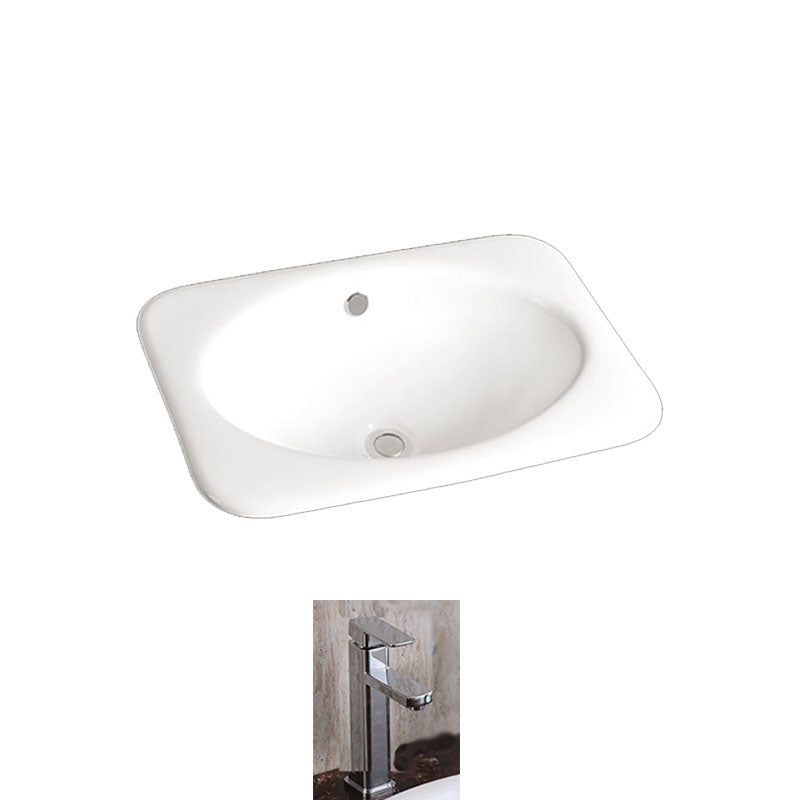 Traditional Drop-in Bathroom Sink Oval Porcelain with Faucet Basin Sink