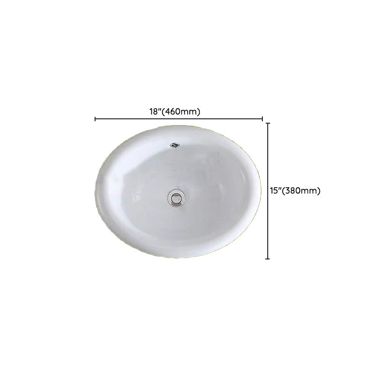 Traditional Drop-in Bathroom Sink Oval Porcelain with Faucet Basin Sink