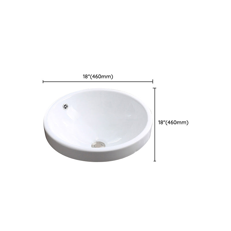 Traditional Drop-in Bathroom Sink Oval Porcelain with Faucet Basin Sink