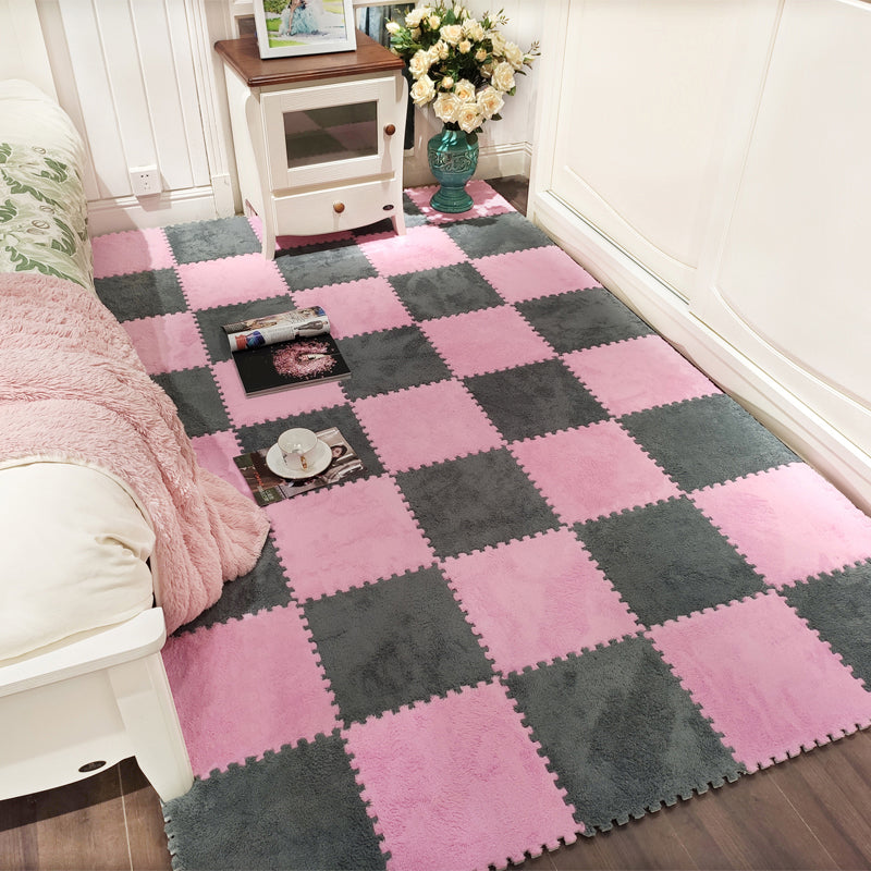 Modern Carpet Floor Tile Interlocking Plush Cut Non-Skid Tiles and Carpet