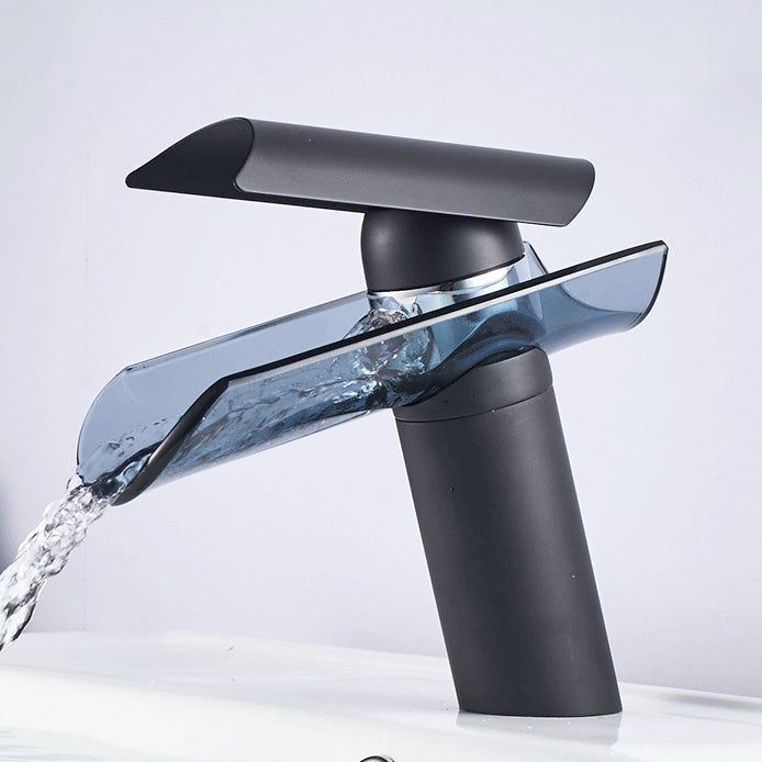 Bathroom LED Faucet Light Lever Handle Waterfall Spout Faucet