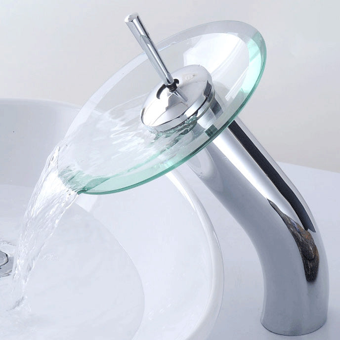 Bathroom LED Faucet Light Lever Handle Waterfall Spout Faucet
