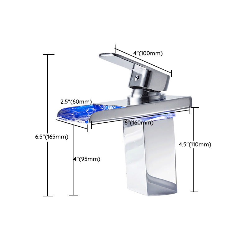 Bathroom LED Faucet Light Lever Handle Waterfall Spout Faucet