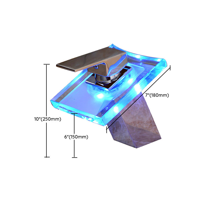 Bathroom LED Faucet Light Lever Handle Waterfall Spout Faucet