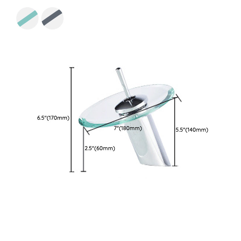 Bathroom LED Faucet Light Lever Handle Waterfall Spout Faucet