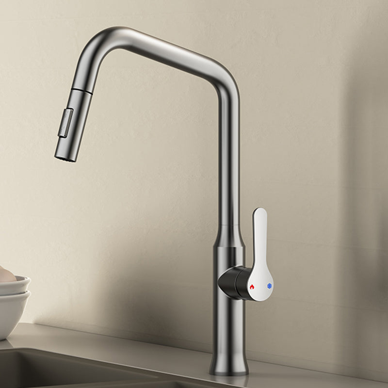 Swivel Spout Kitchen Sink Faucet 304 Stainless Steel with Pull Out Sprayer
