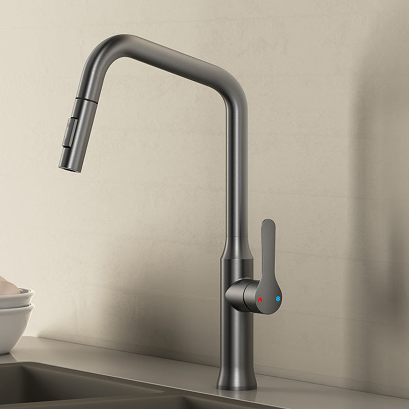 Swivel Spout Kitchen Sink Faucet 304 Stainless Steel with Pull Out Sprayer