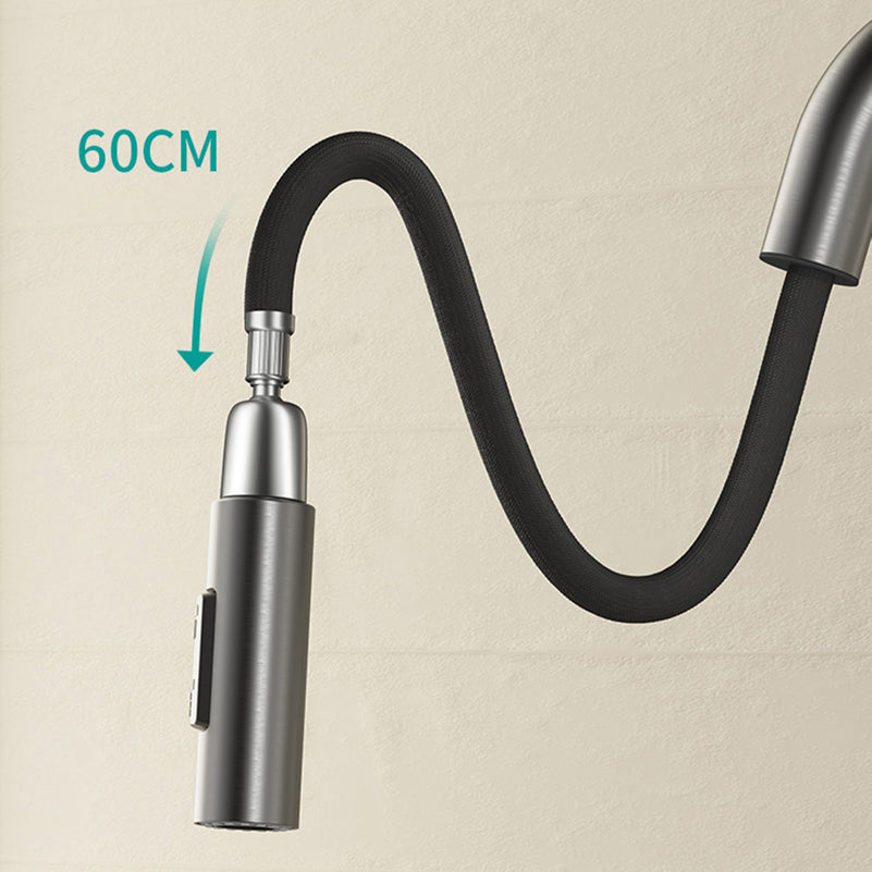 Swivel Spout Kitchen Sink Faucet 304 Stainless Steel with Pull Out Sprayer