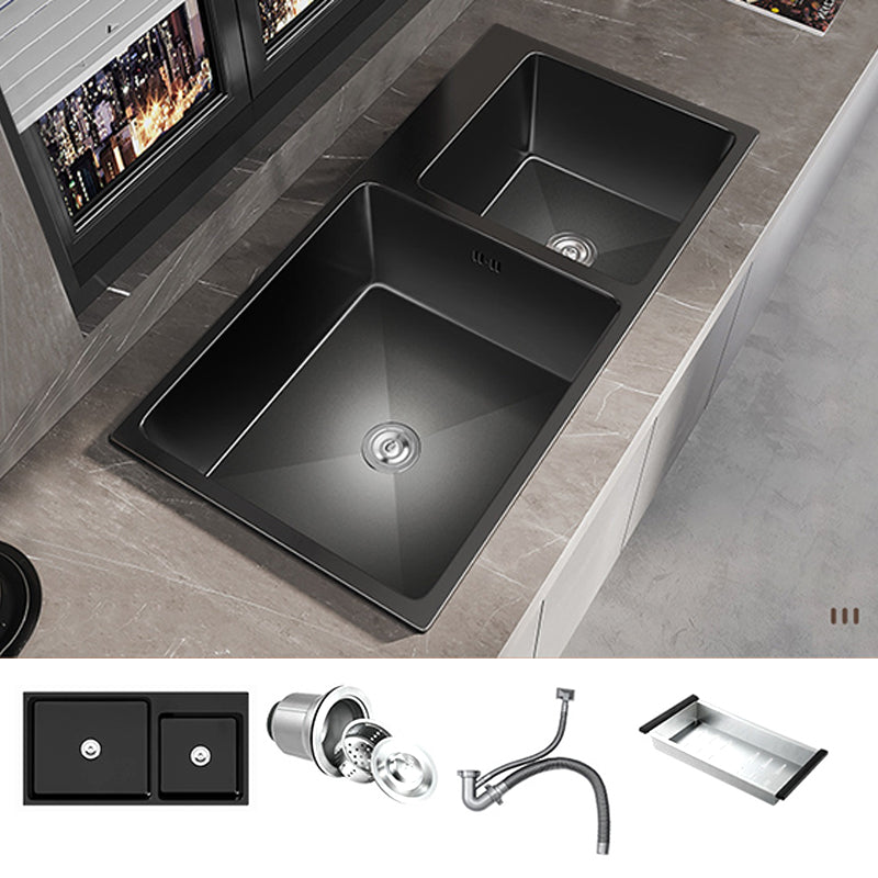 Contemporary Style Kitchen Sink Stainless Steel Drop-In Kitchen Double Sink