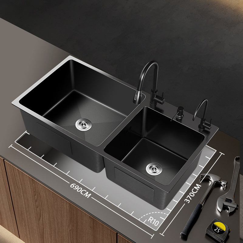 Contemporary Style Kitchen Sink Stainless Steel Drop-In Kitchen Double Sink