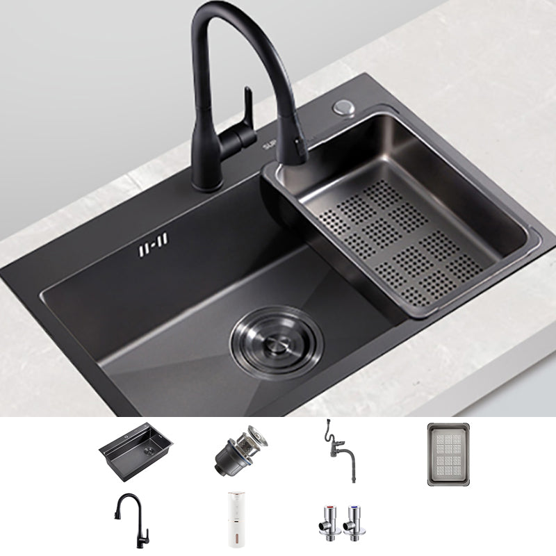 Kitchen Sink Ceramic Rectangular Faucet Pull-out Black Kitchen Sink