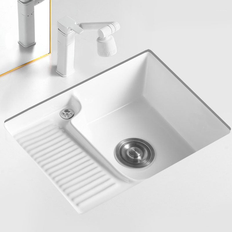 Traditional Undermount Vanity Sink Rectangular Porcelain Right Basin Bathroom Sink
