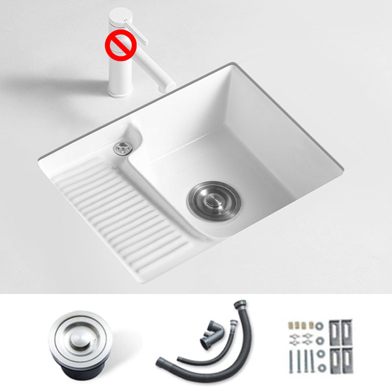 Traditional Undermount Vanity Sink Rectangular Porcelain Right Basin Bathroom Sink