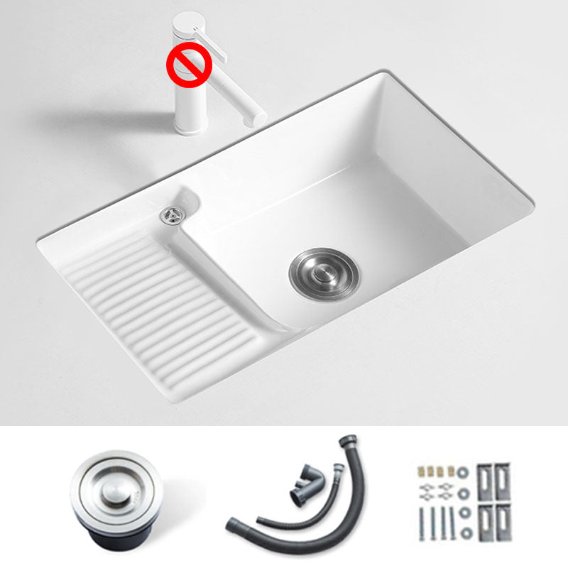 Traditional Undermount Vanity Sink Rectangular Porcelain Right Basin Bathroom Sink