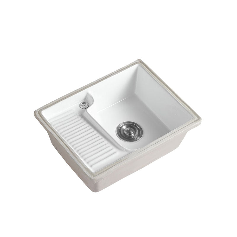 Traditional Undermount Vanity Sink Rectangular Porcelain Right Basin Bathroom Sink