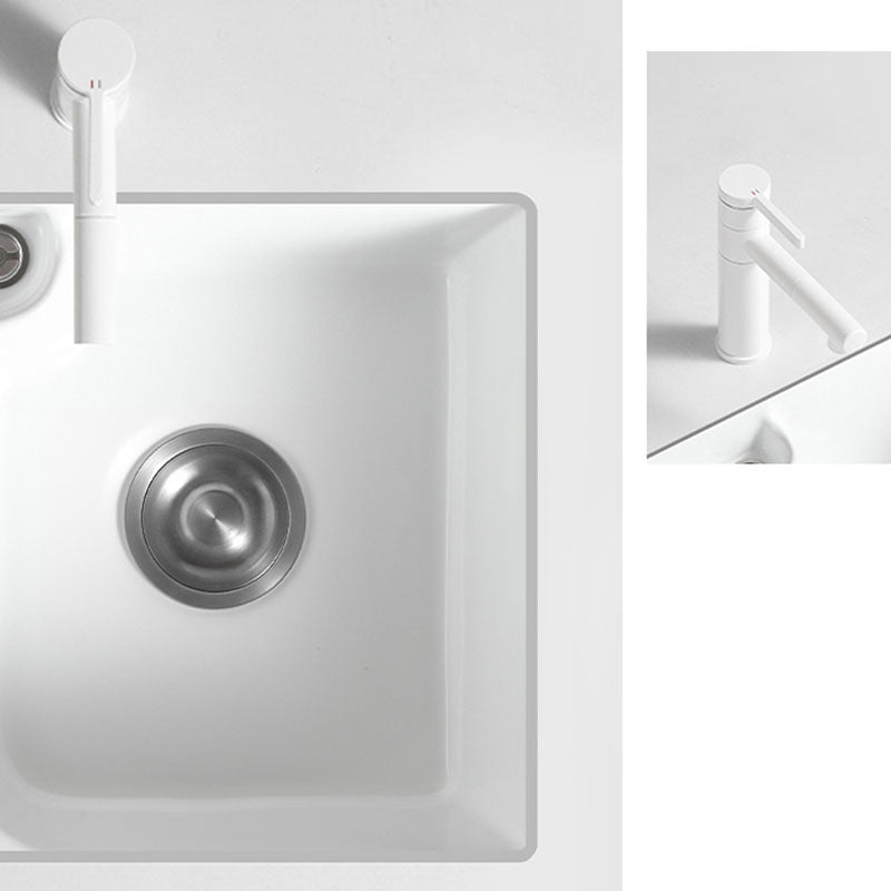 Traditional Undermount Vanity Sink Rectangular Porcelain Right Basin Bathroom Sink