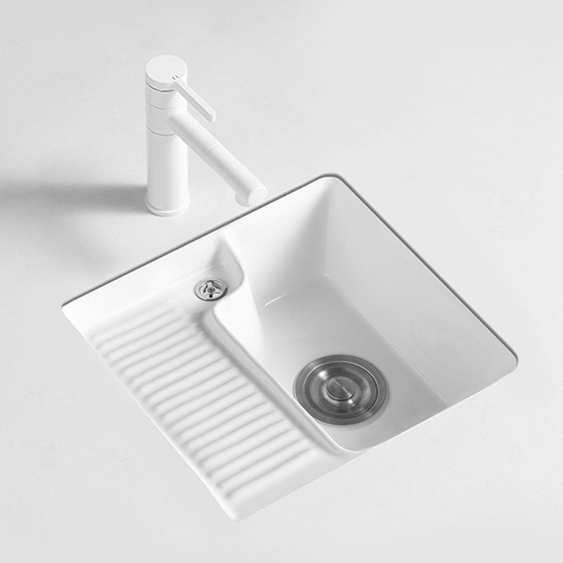 Traditional Undermount Vanity Sink Rectangular Porcelain Right Basin Bathroom Sink
