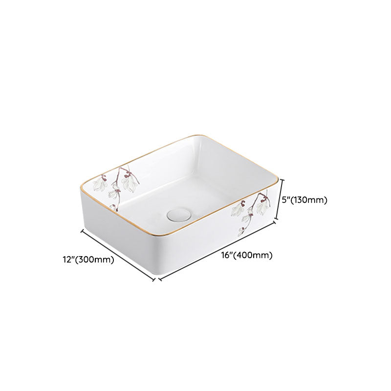 Traditional Vessel Sink Round Porcelain with Faucet Vessel Bathroom Sink