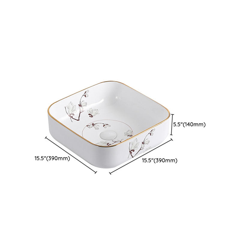 Traditional Vessel Sink Round Porcelain with Faucet Vessel Bathroom Sink