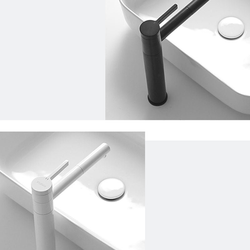 White Vessel Sink Faucet Porcelain Bathroom Sink with Pop-Up Drain