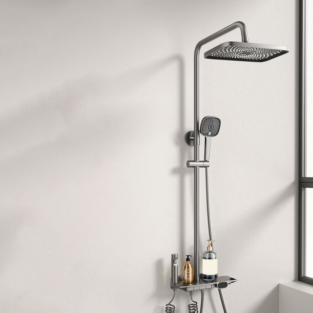 Shower Set Grey Shower Arm Swivel Showerhand Wall Mounted Shower Set