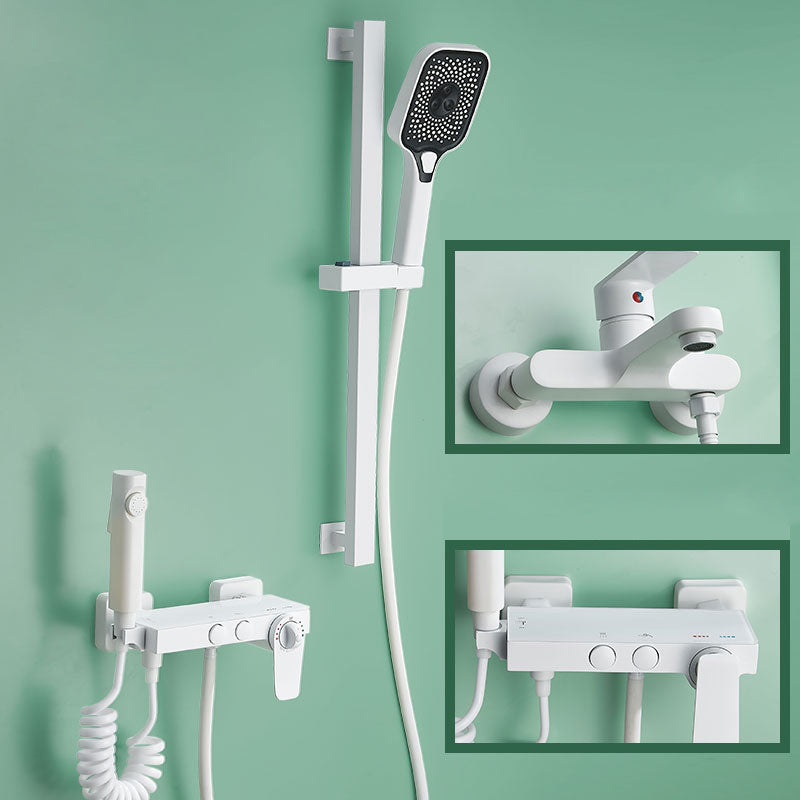 Adjustable Spray Pattern Shower System Wall Mounted White Lever Handle Shower System