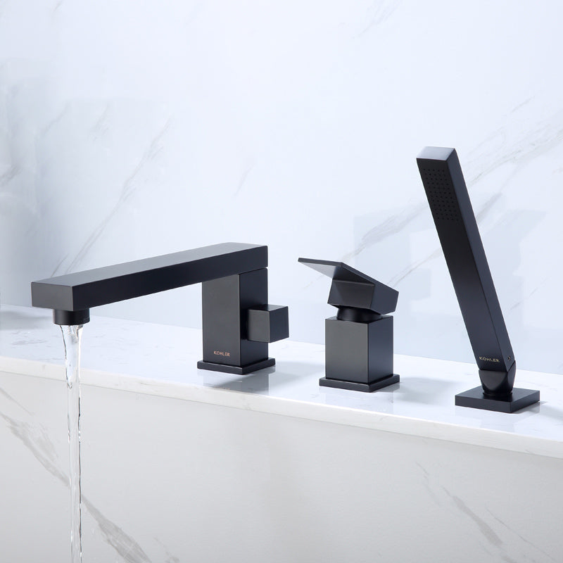 Modern Swivel Bathroom Faucet Low Arc Deck Mounted Bathtub Faucet