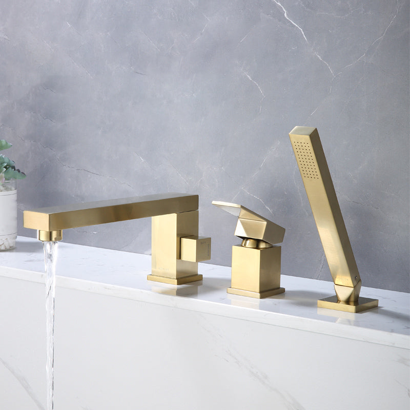 Modern Swivel Bathroom Faucet Low Arc Deck Mounted Bathtub Faucet