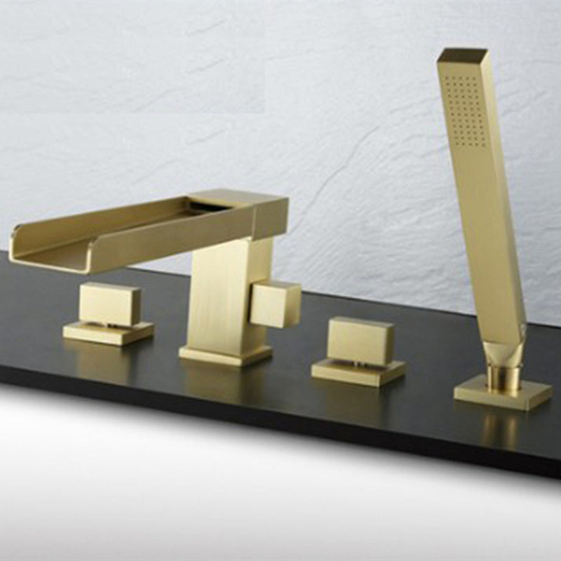 Modern Swivel Bathroom Faucet Low Arc Deck Mounted Bathtub Faucet
