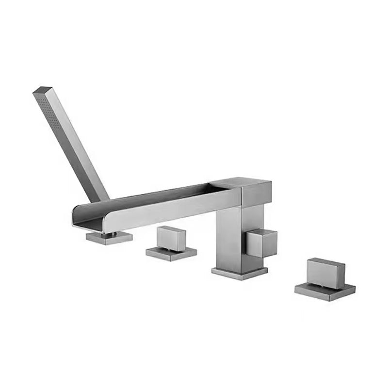 Modern Swivel Bathroom Faucet Low Arc Deck Mounted Bathtub Faucet
