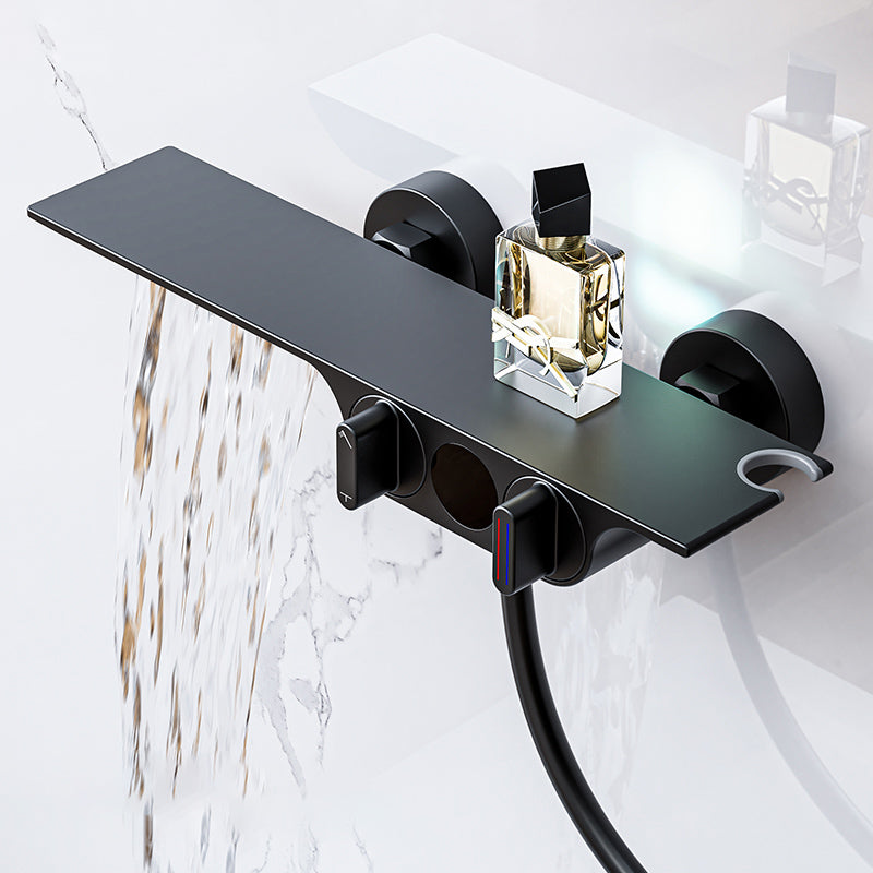 Modern Low Arc Tub Faucet Knob Handles Wall Mount Bathroom Faucet