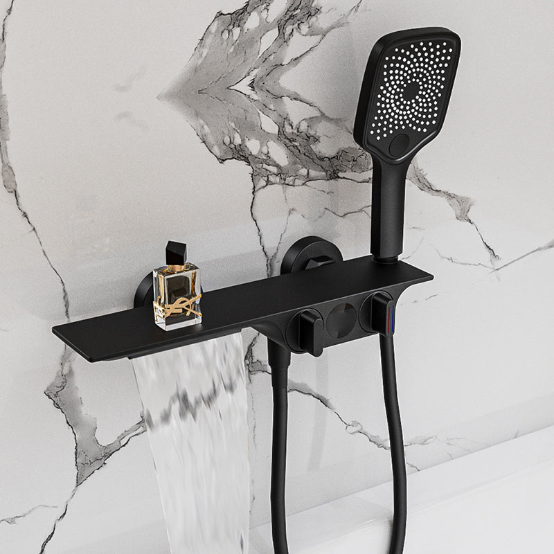 Modern Low Arc Tub Faucet Knob Handles Wall Mount Bathroom Faucet