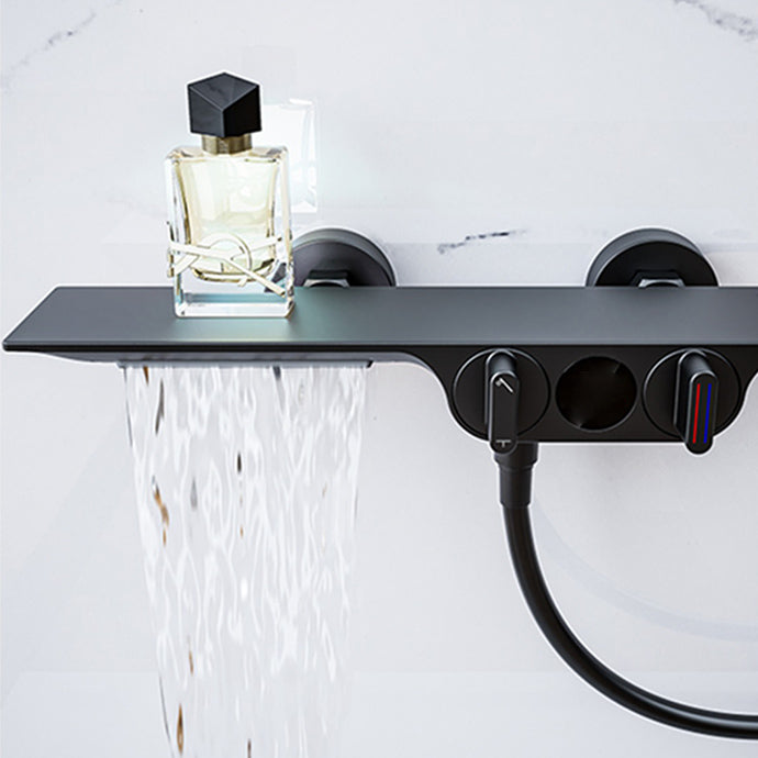 Modern Low Arc Tub Faucet Knob Handles Wall Mount Bathroom Faucet